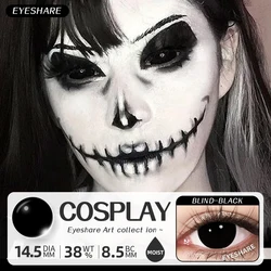 Vibrant Halloween Cosplay Contact Lenses - Red, White & Multicolored Yearly Wear (BLIND - BLACK)