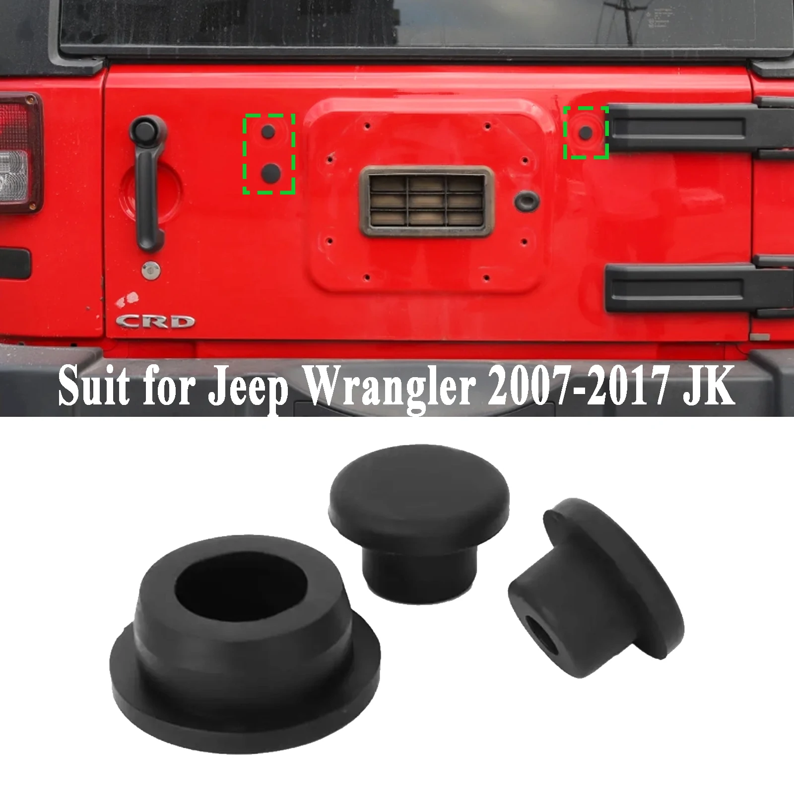 

3PCS Tailgate Rubber Plugs End Cap for Jeep Wrangler JK 2007-2017 Tailgate Exterior Accessories Waterproof Dust Hole Plug Cover