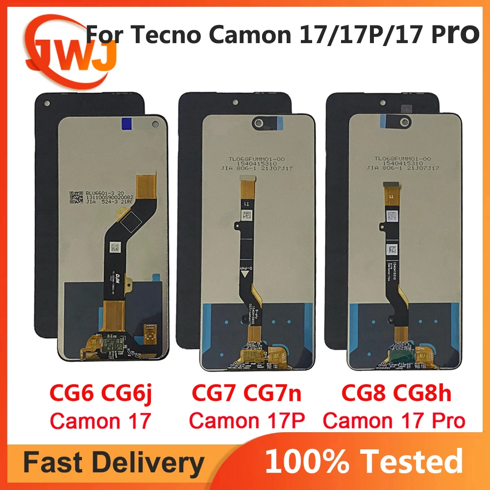 

For Tecno Camon 17 Pro CG8 CG8h LCD Display Touch Screen Assembly Digitizer Replacement LCD Camon17 CG6j Camon 17P CG7 CG7n lcd