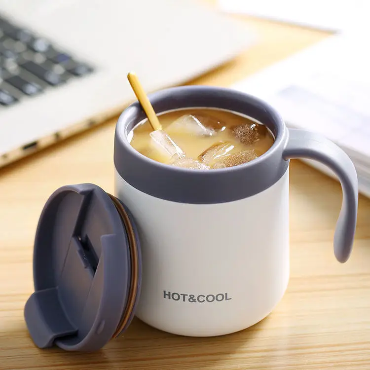 

Office Insulation Mug Stainless Steel Simple Coffee Cup Men and Women Couples with Handle Tea Students Water Cup