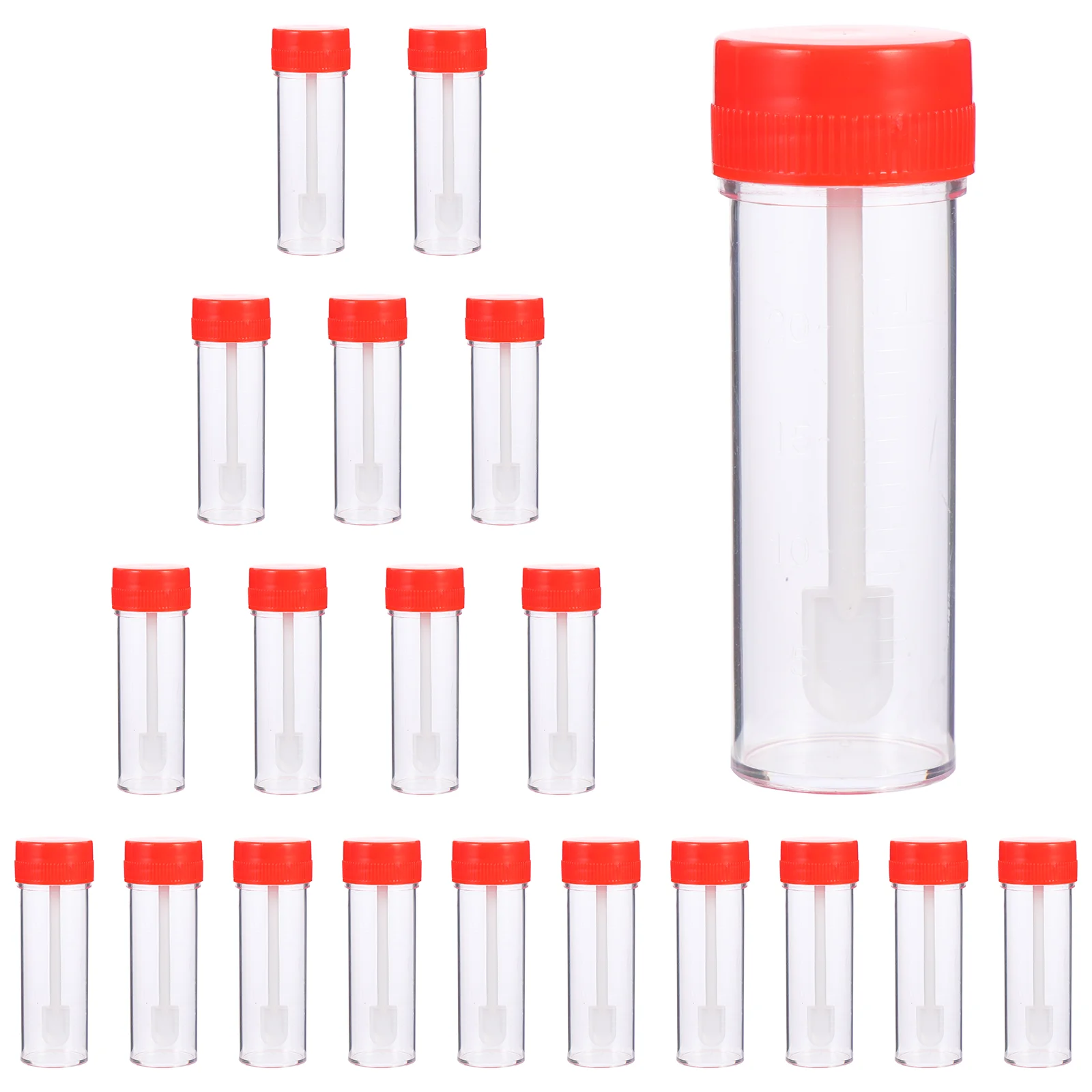 

20 Pcs Stool Sampling Tube Testing Tools Liquid Measuring Cups Portable Tubes with Cover The Urine