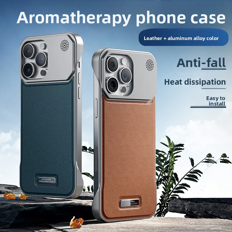 Luxury Magnetic PU Leather Aromatherapy Phone Case with Wireless Charging Capability