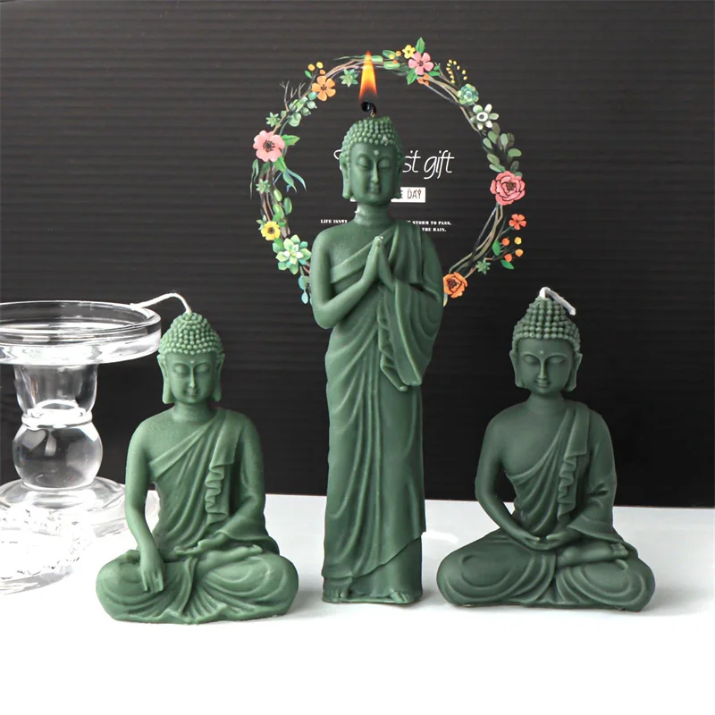 3D Polymorphic Buddha Silicone Candle Mold Amitabha Buddha Gypsum Mold Handmade Soap Incense Mold Religion Home Crafts Ornaments