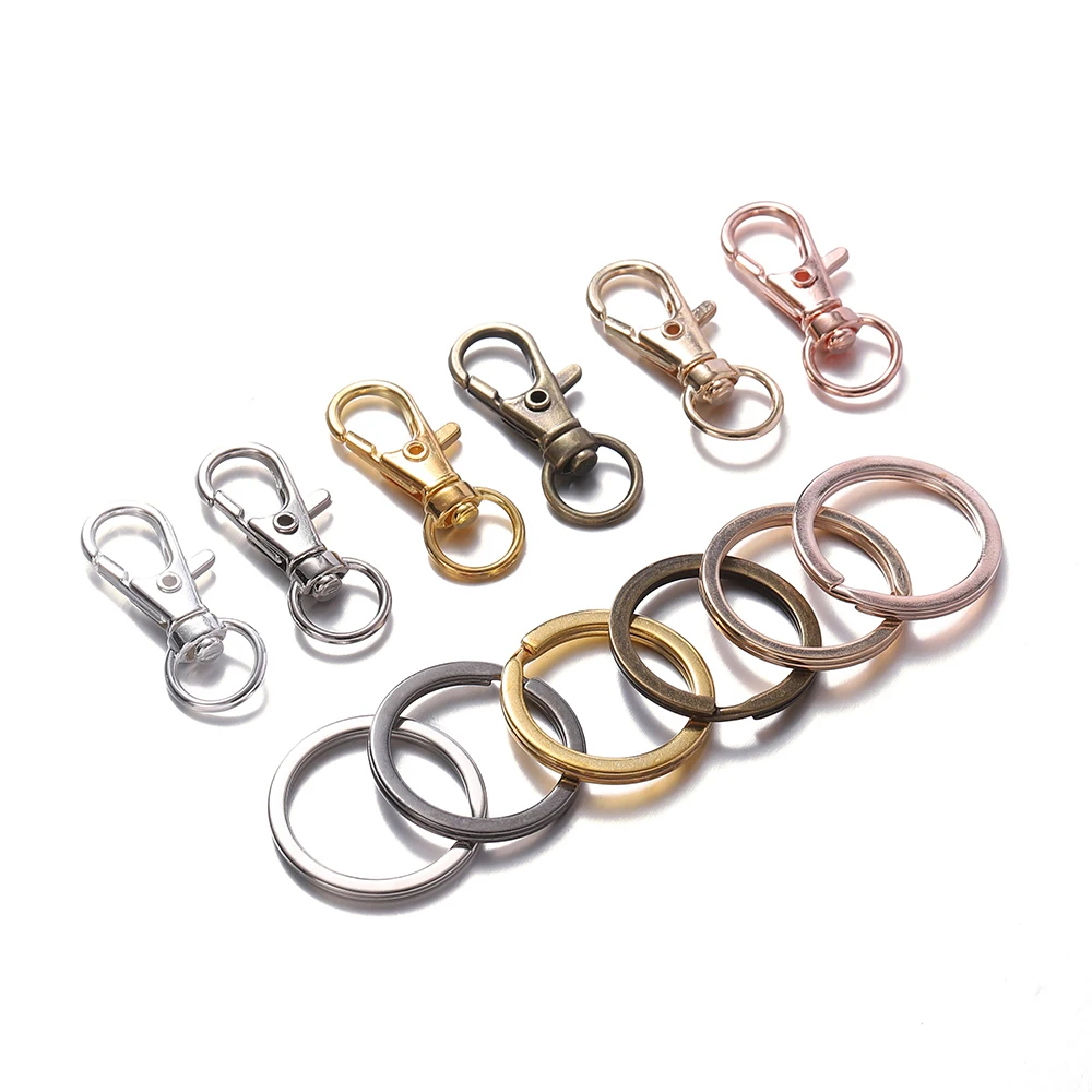 100Pcs Swivel Lobster Clasps & Key Ring Hoops with Plastic Box,50Pcs Metal  Key R