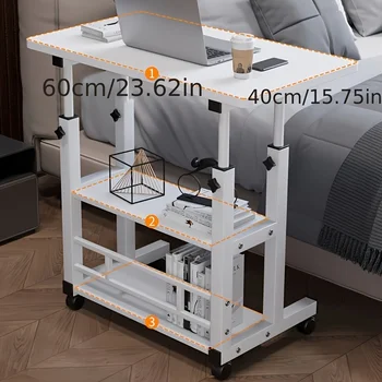 Adjustable Height Multi-Story Sliding Computer Desk for Bedrooms Student Apartments Studios - Storage Rack Desk