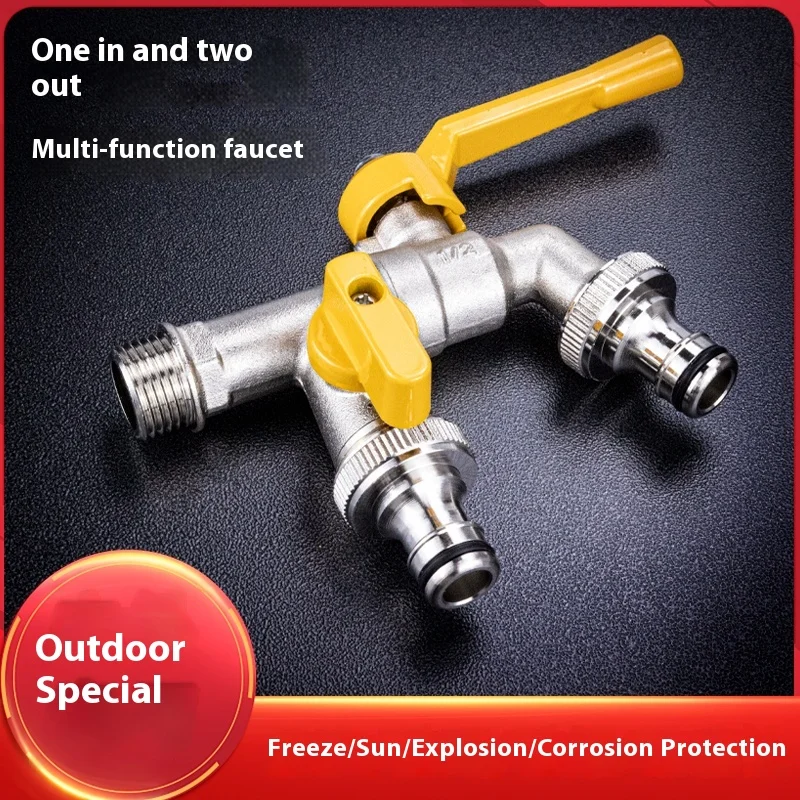 Water Tap Faucet Tmok Outdoor Double Water Tap Faucet Exterior Garden Hose Faucet Adapter 1/2