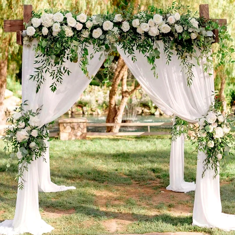 AMZLOKAE Wedding Arch Drapes Fabric Panels White Chiffon Fabric Drapery ...