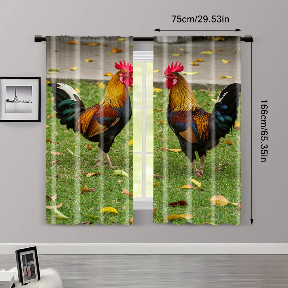 2pcs, Party Curtain Rooster Garden Blackout Polyester Birthday Party Suitable for Holiday Decorations bedroom decor 3