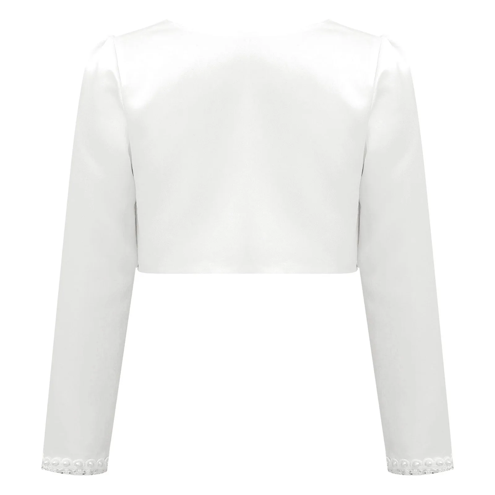 플라워 걸의 새틴 볼레로 어린이 소녀의 첫 영성체 드레스를 위한 축제 재킷 웨딩 파티 숄 프린세스 가디건 탑