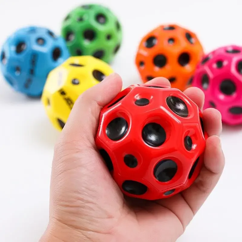 

High Resilience Hole Ball Soft Bouncy Ball Anti-fall Moon Shape Porous Bouncy Ball Kids Indoor Outdoor Toy Ergonomic Design