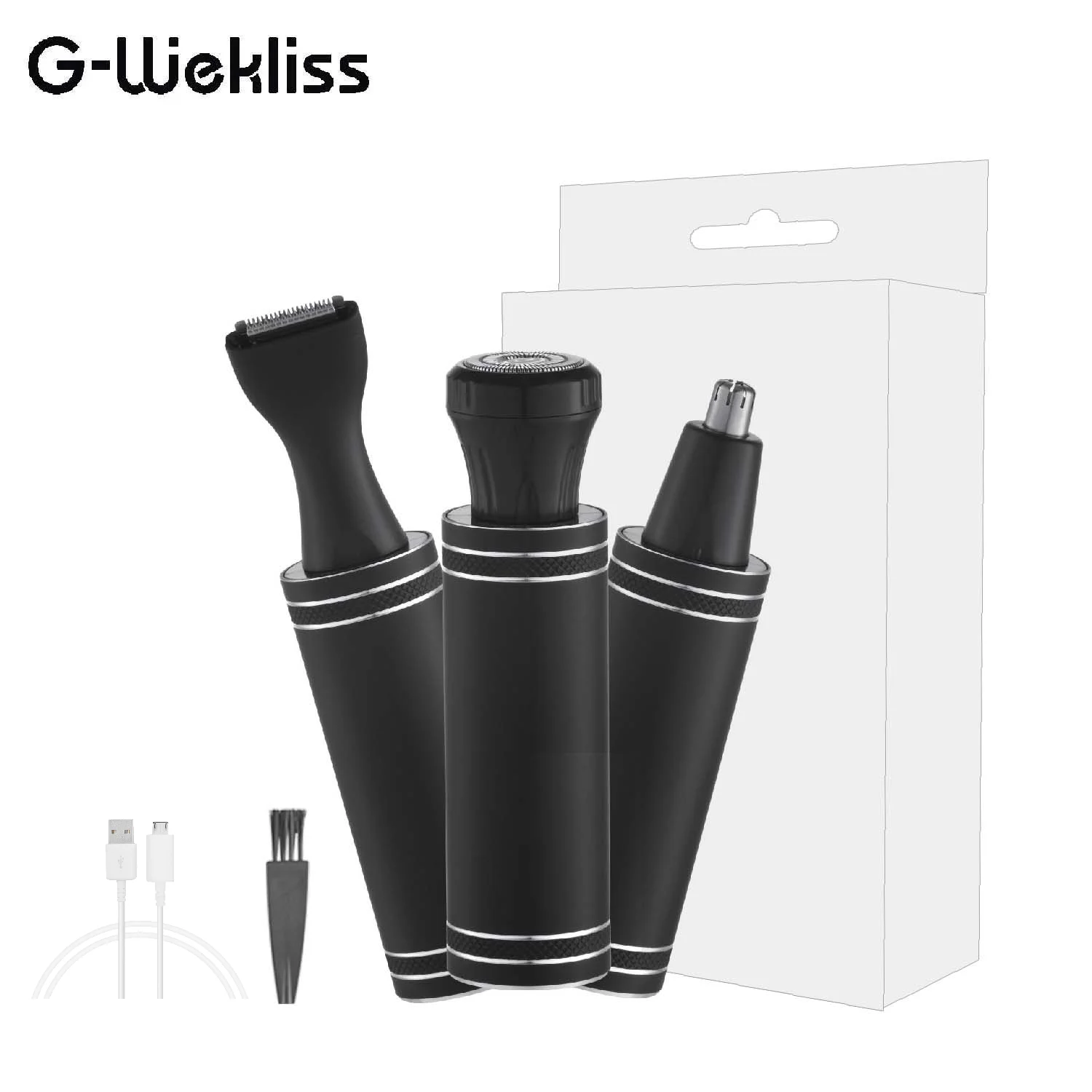 G-Wekliss 남성용 전기 전문 USB 충전식 면도기, 귀 및 코 헤어 트리머, 3 in 1