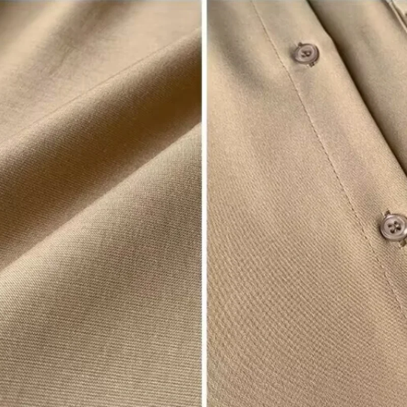Spring and Summer New Fashion Splicing Buttons Simplicity Solid Color Commuter Versatile POLO Collar Long Sleeve Casual Shirt