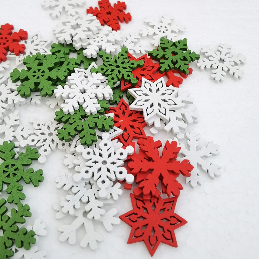 

Christmas Wooden Snowflake Ornaments Hanging Cutouts Wood Slices Craft Embellishments Xmas Tree Decorations Red Green White