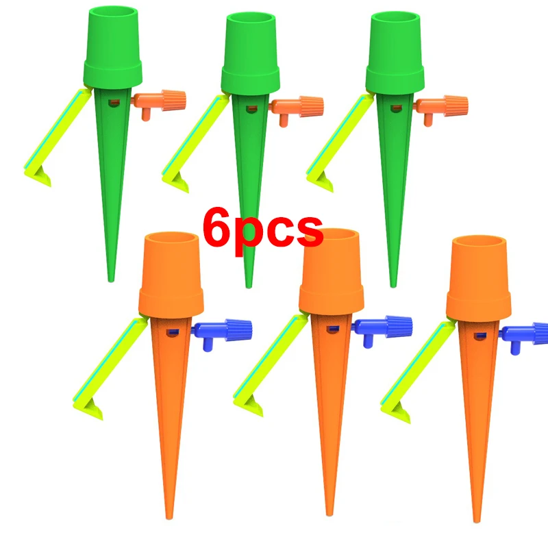 6PCS Auto Drip Flower Irrigation Watering System Automatic Watering Spike for Plants Flower Indoor Household Waterer Bottle Drip