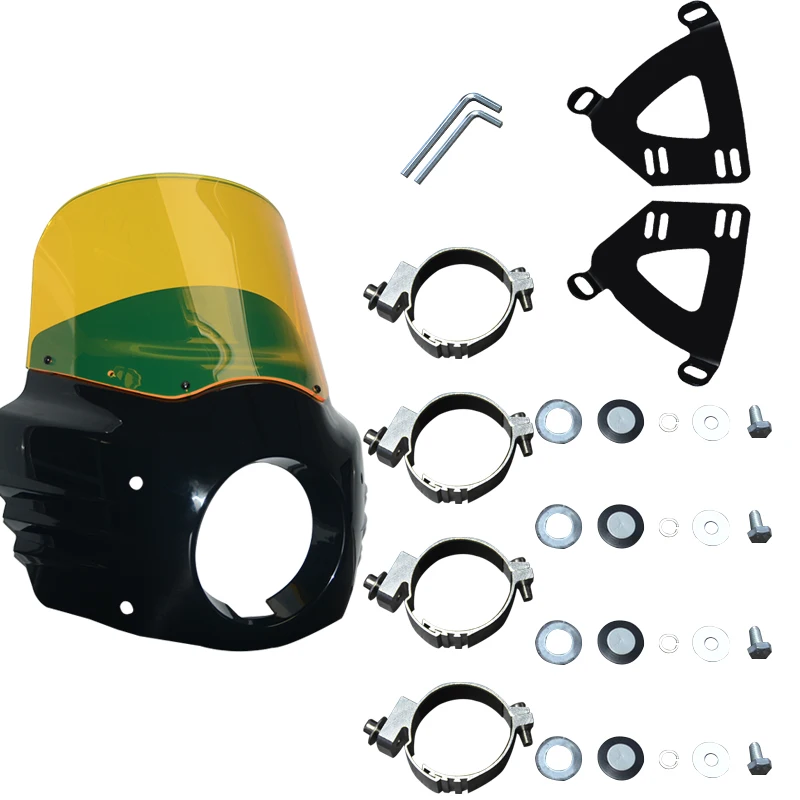 Motorcycle DS RW 11'' Headlight Fairing 39mm Clamps for Harley Sportster 883 2011-