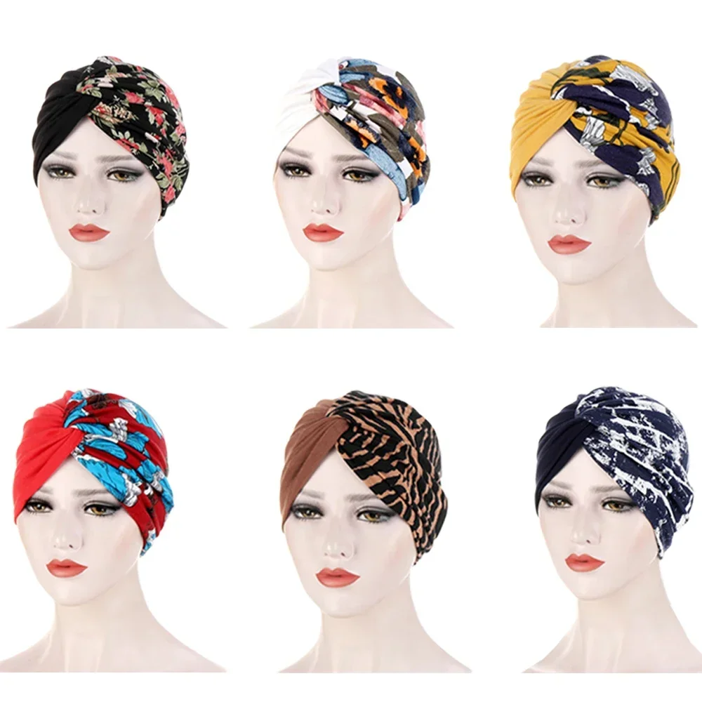 Muslim Women Twist Knot Chemo Cap Cancer Hat Turban Hat Bonnet Head Scarf Wrap Indian Hat Beanies Skullies 2024 Arab Islamic Cap 2