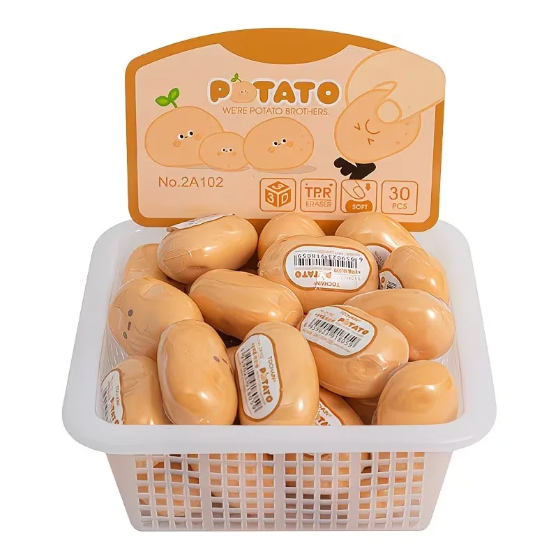 Due interessanti gomme da cancellare a forma di patata - gomme ovali, adatte per uffici, cancelleria e scrivanie originali - immagine 2