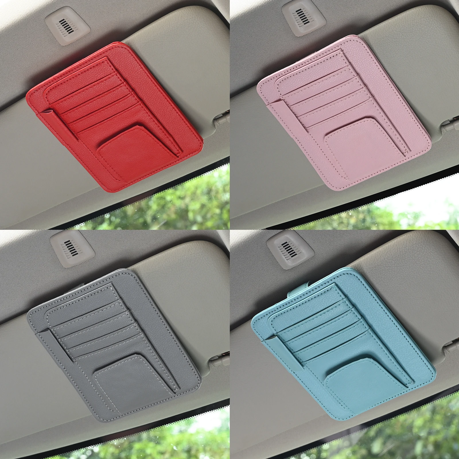 Car Visor Organizer Multi-Pocket Pouch Bag Card Glasses Storage Holder Scratch-resistant For Car Interior