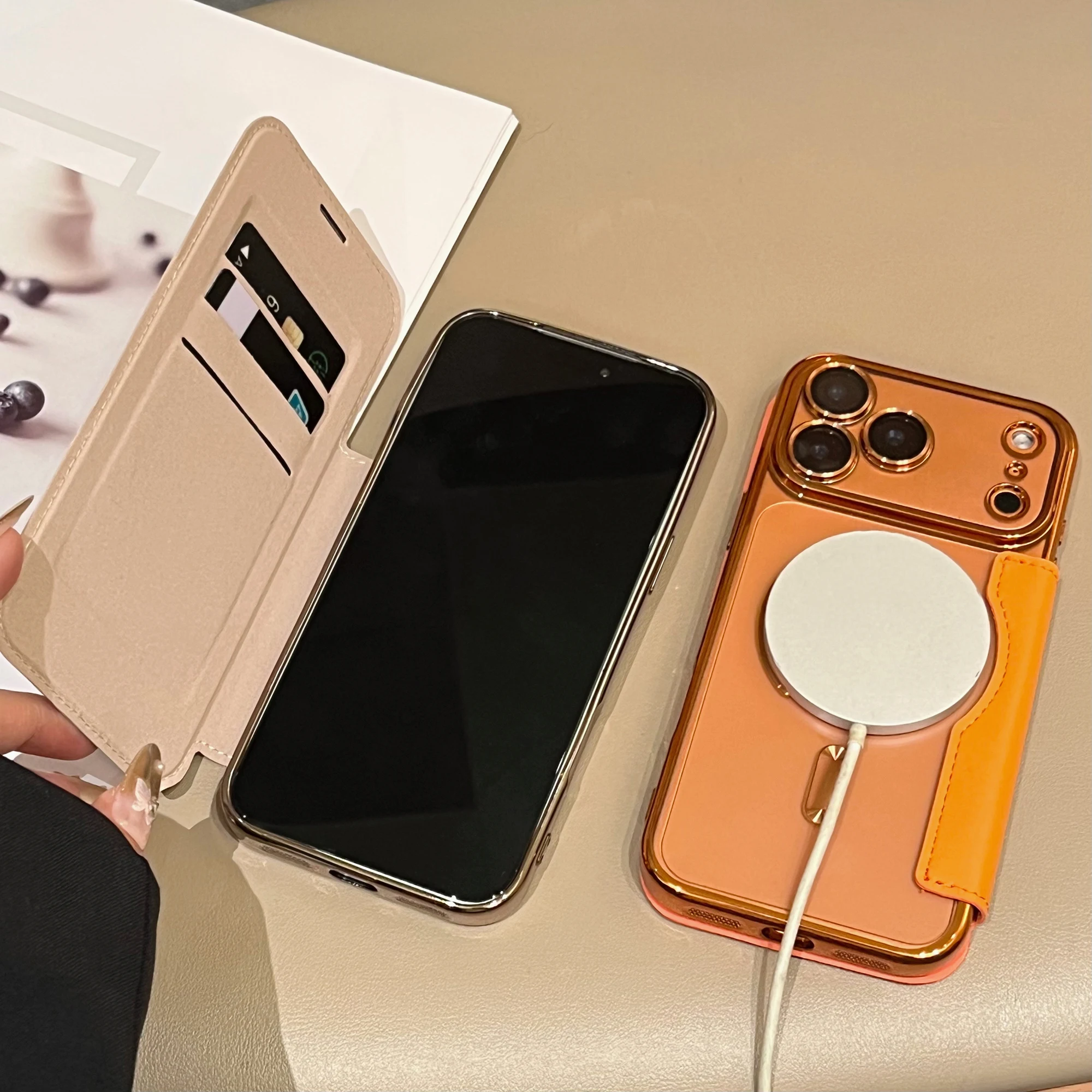 Luxury Flip Insert Card Faux Leather Case for iPhone 17 thumbnail 6