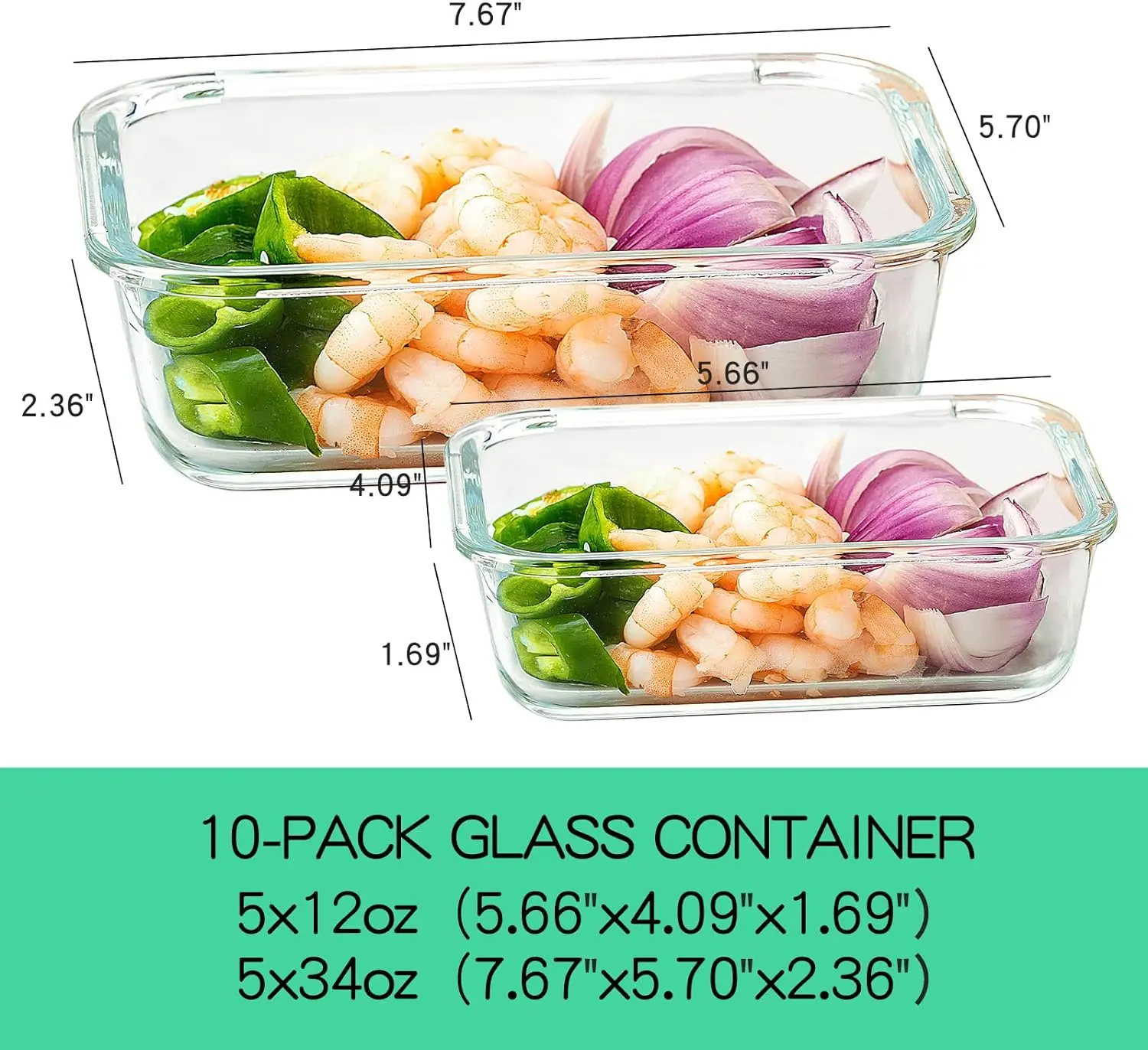 UMEIED 10-Pack Glass Food Storage Containers, Glass Meal Prep Containers  with Lids Airtight, Microwave, Freezer and Dishwasher Safe, for Lunch, On  The Go and Leftover (Green)