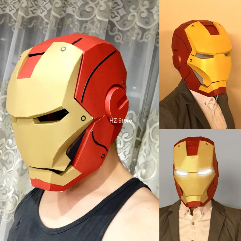 

Marvel DIY Handmade Paper Mask Props Iron Man Helmet Without Light Wearable Headgear for Kids Birthday Christmas Gift(DIY Paper)