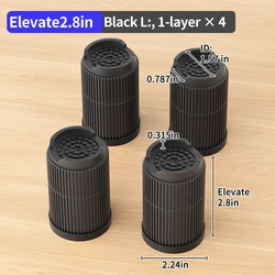 Height - Boosting Stackable Risers: Anti - Slip & Moisture - Proof Supports (Black Round L 4pcs)