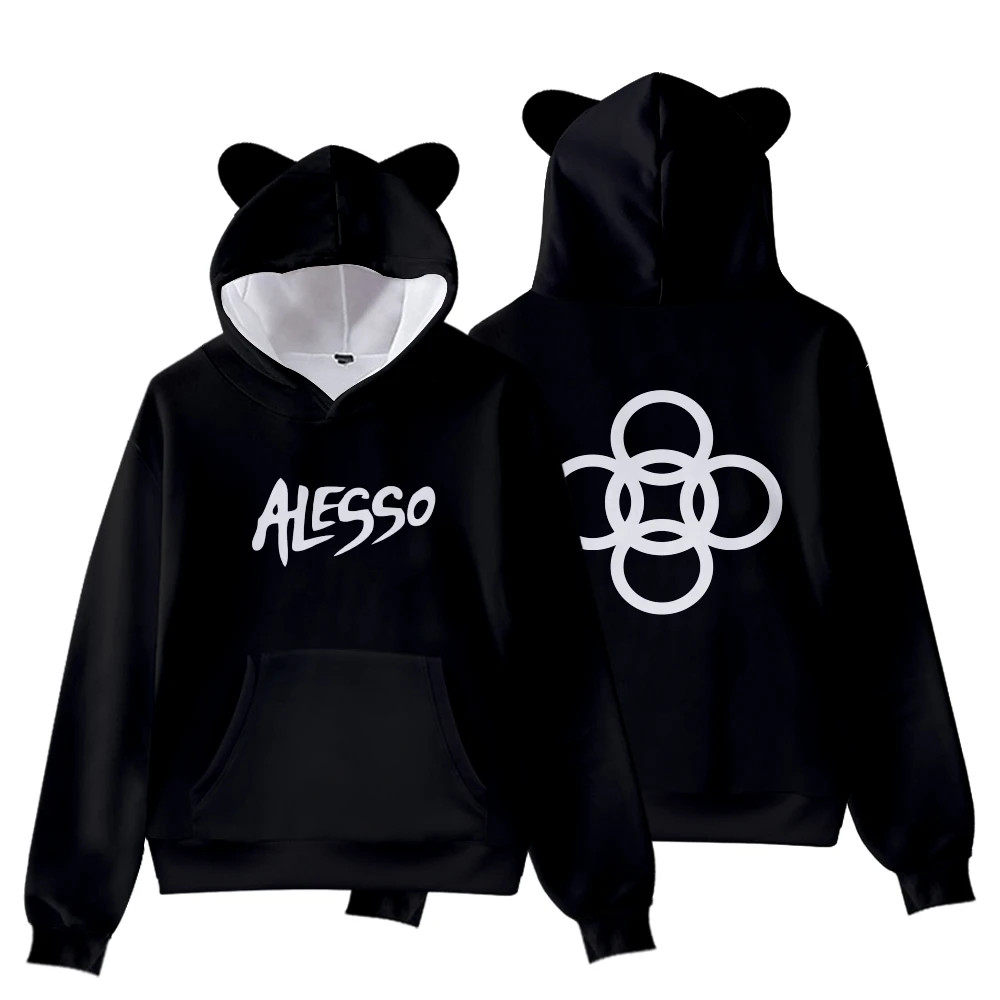 

Свитшот Alesso худи с кошачьими ушами для мужчин и женщин, повседневный пуловер с длинным рукавом, одежда унисекс