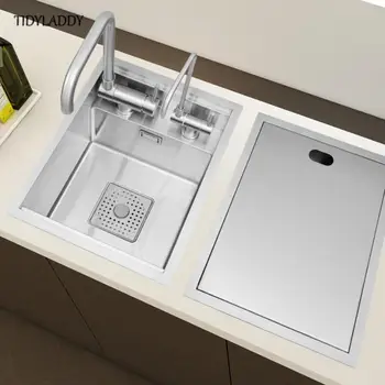 นาโนเมตรสีดำ Sliver ซ่อนอ่างล้างจานที่มองไม่เห็นสำหรับบาร์304 Handmade แปรงเดี่ยวอ่างล้างจาน 2