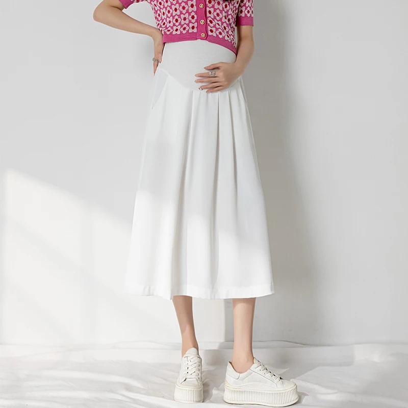 Spring Summer New Wear Fashion Maternity Chiffon Skirt Mid-length A-line Skirt High Waist All-match Suit Pregnancy