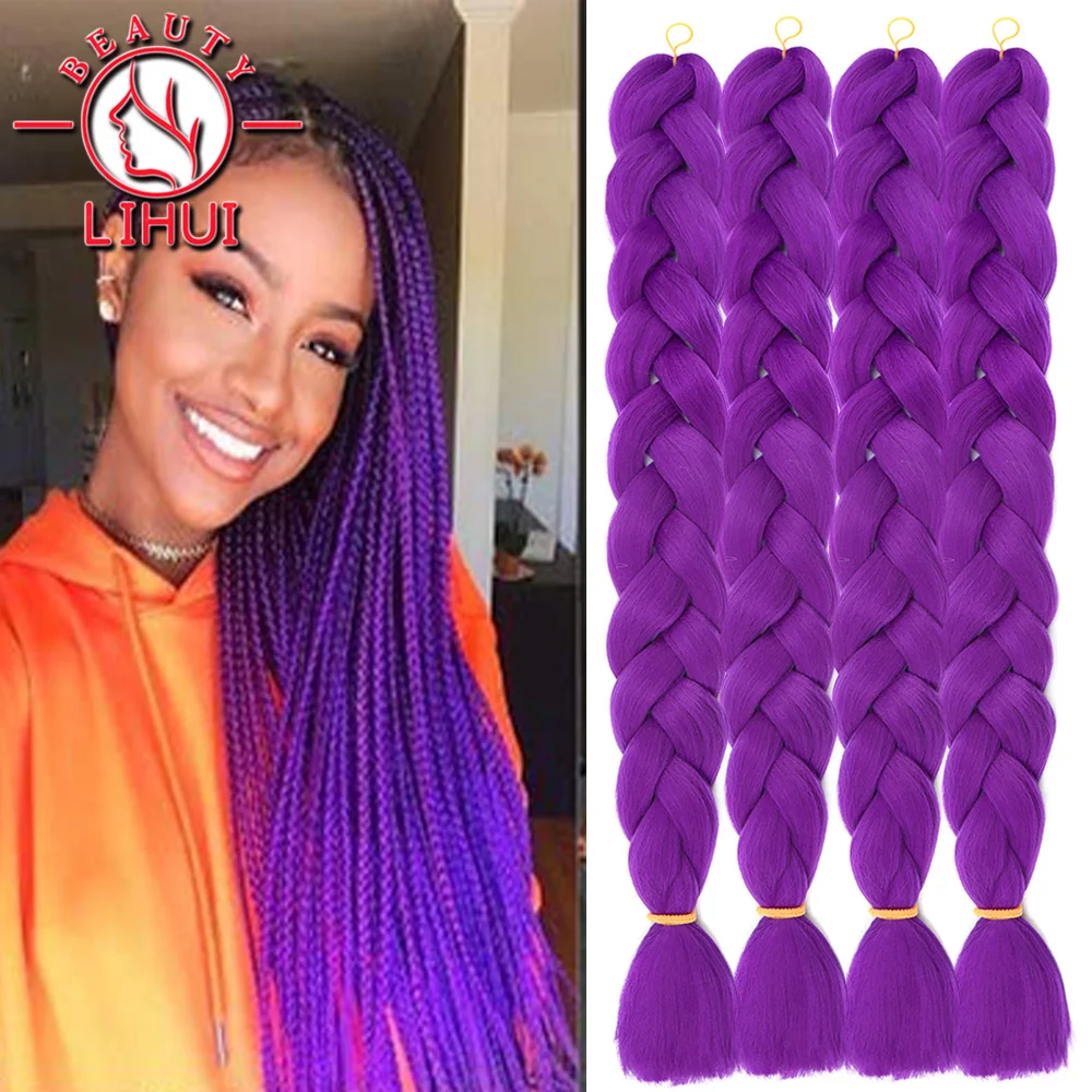 

Jumbo Braid Hair Extensions Green Synthetic Braiding Hair 41 Inch Afro Blue Pink Purple Blonde Ombre Hair for Braids LiHui