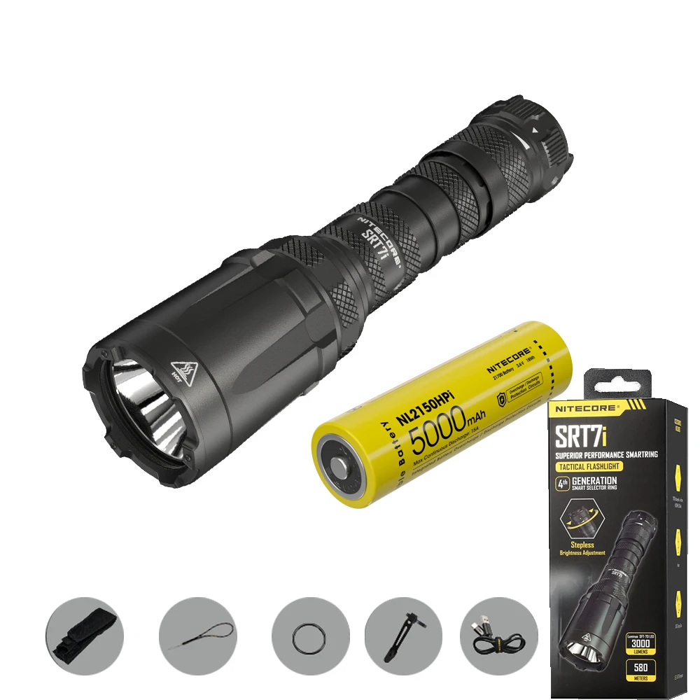 

NITECORE SRT7i Tactical Flashlight Max 3000 Lumens Beam Distance 580M USB-C Charging Torch Lantern Built-in NL2150HPi Battery