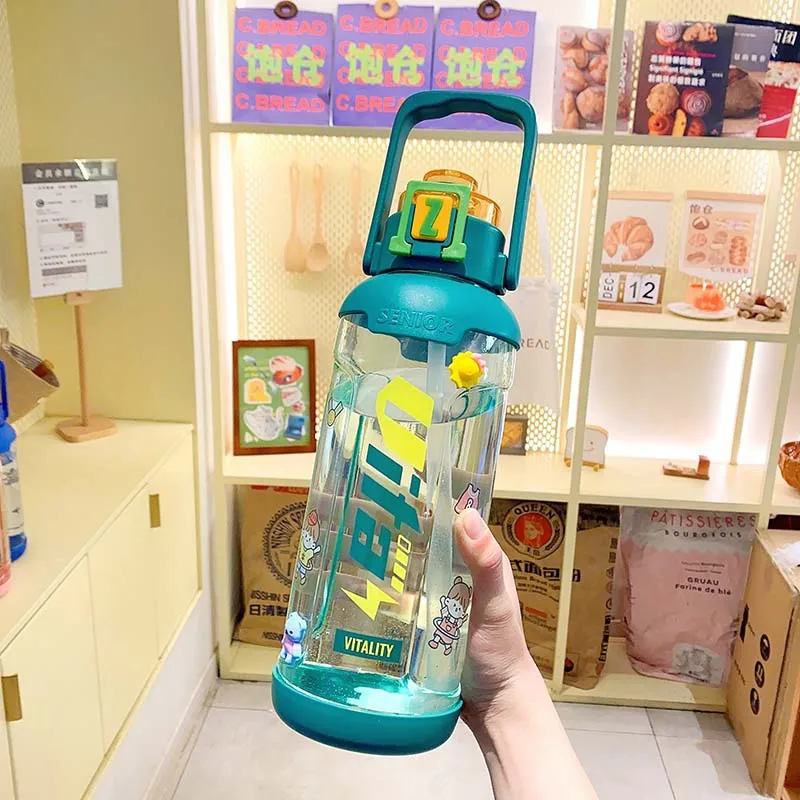 Water Bottle With Straw Bpa Free Material Ideal For Gym,Outdoor Sport,Home &Amp; Office 1800Ml