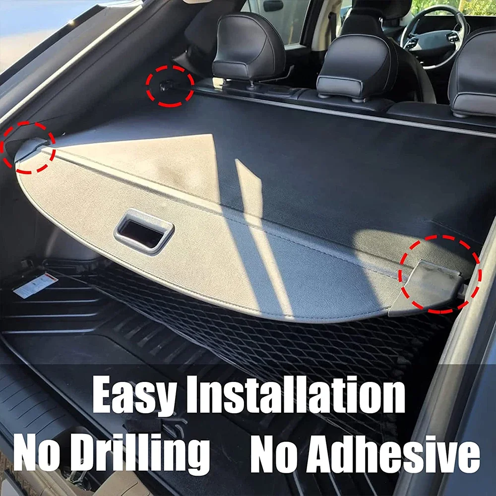 Cargo Cover Carbon Fiber Texture Retractable Rear Trunk Organizer Privacy Security Screen Shield Shade for Kia EV6