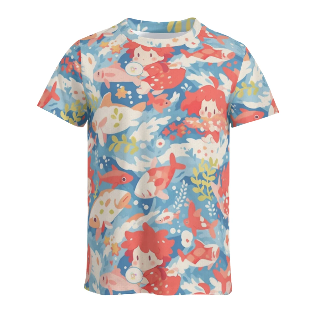 

Enchanting Seaside Adventure New Summer Round Neck Short Sleeved T-shirt for Men's Short Sleeved Top