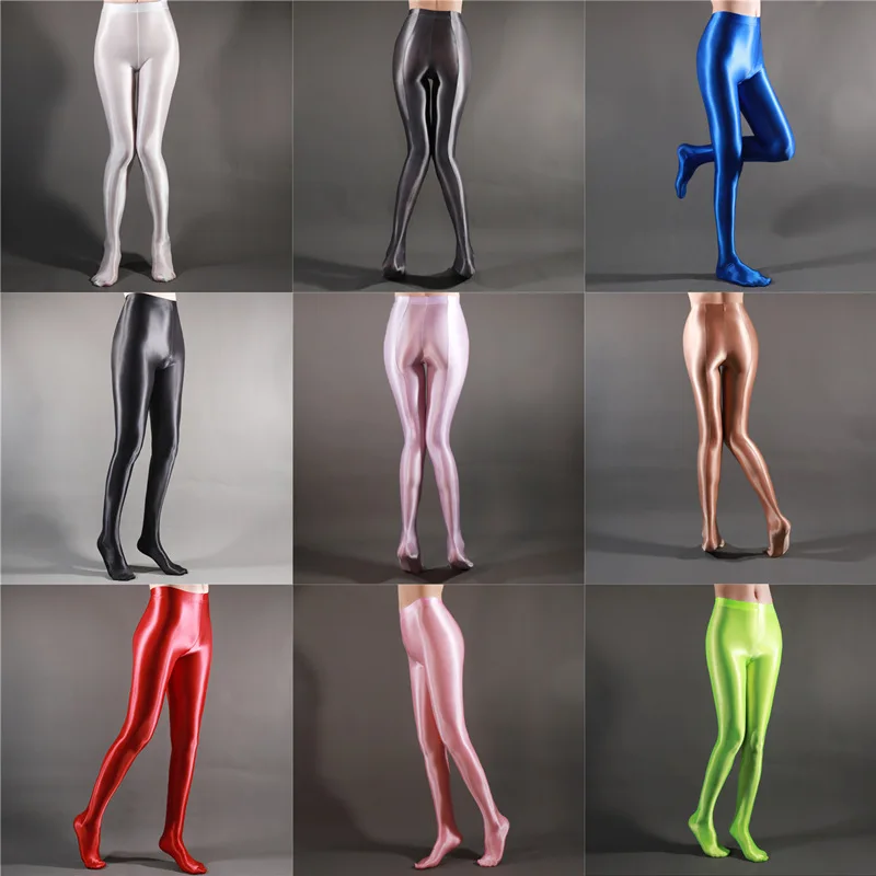 Summer Fashion Silky Jumpsuit Leggings for Women Ultra-thin Sexy  Pantyhose High Waist Dance Glossy Leggings Women Clothing