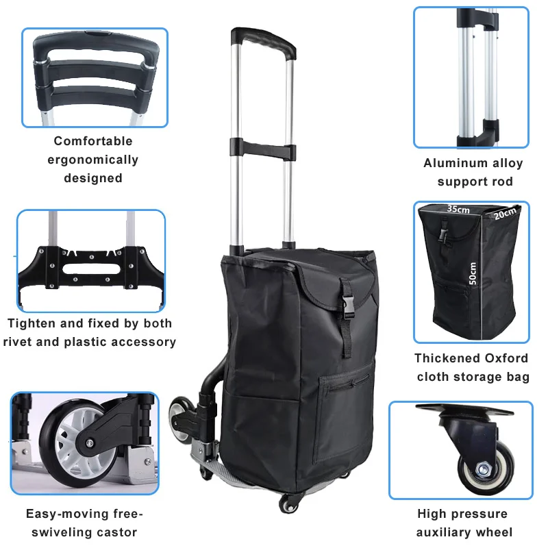 Good Quality Aluminum Telescopic Foldable Transport Truck Personal Shopping Trolley Carts