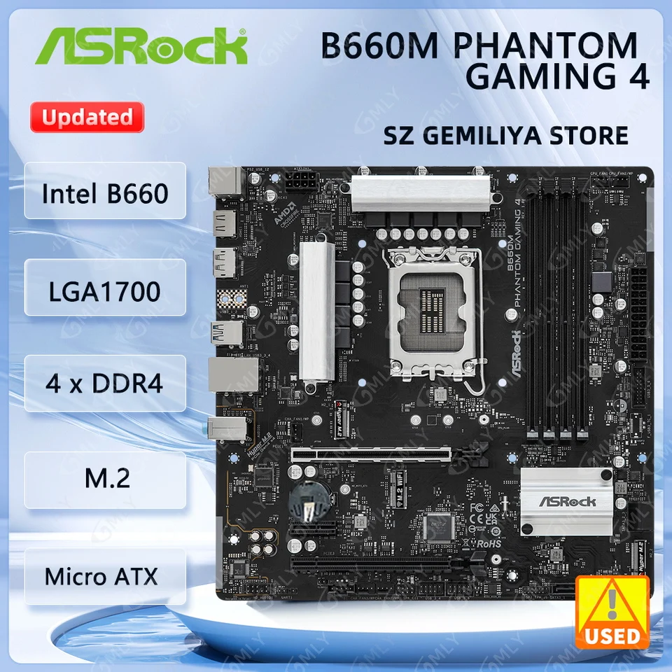 ASROCK B660M PHANTOM GAMING 4 Motherboard Intel B660 LGA1700 DDR4