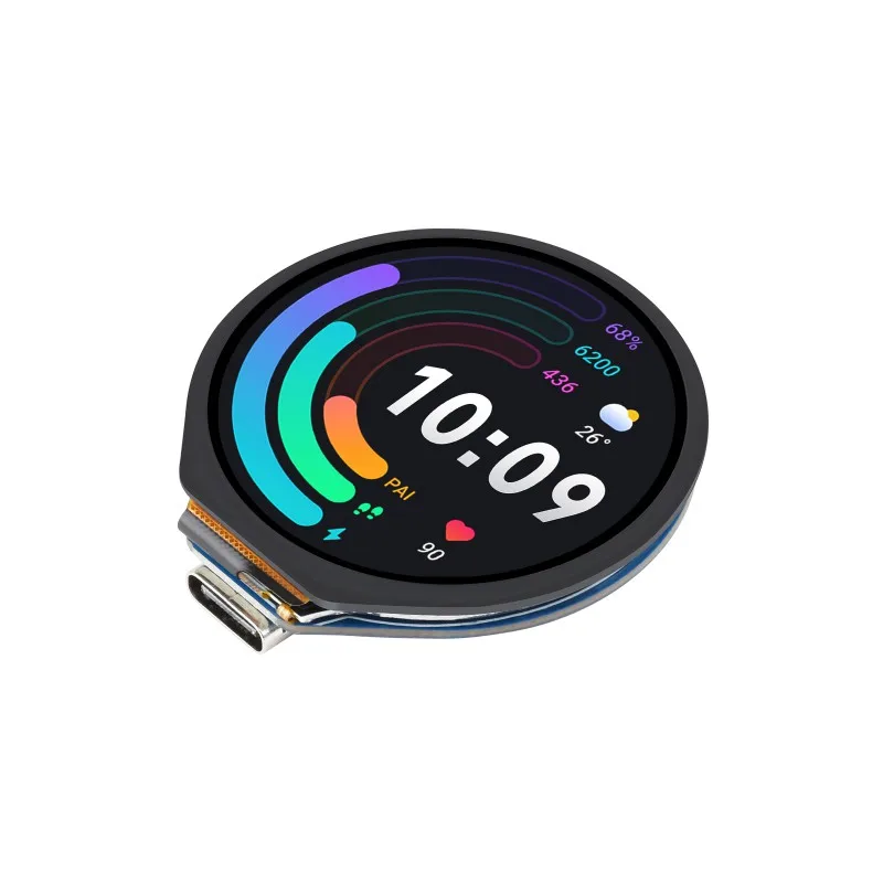 Placa Mcu com Lcd Redondo Raspberry pi Porta Usb c Acelerômetro Sensor de Giroscópio Base Rgb 65k 1.28 Rp2040 - Imagem 3