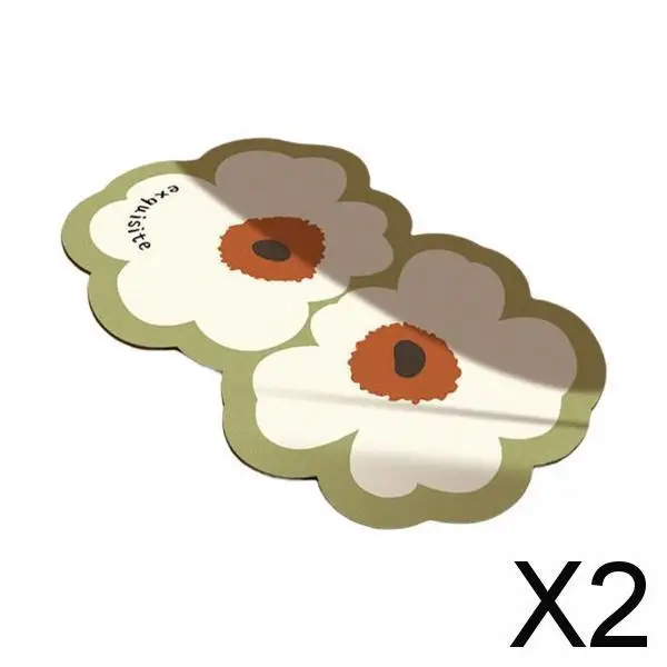 2xDoormat Double Flowers Shape Entrance Rugs Door Mat for Kitchen Front Door