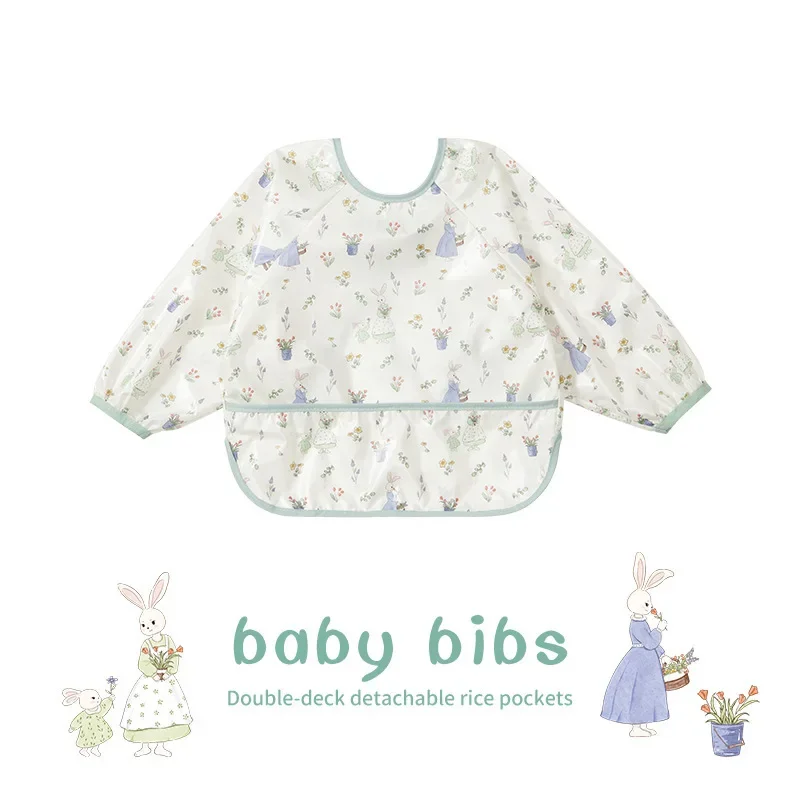 Korean Style Baby Bibs Waterproof Dirt Resistant Toddler Kindergarten Baby Food Bibs Children Apron Reversible Clothing