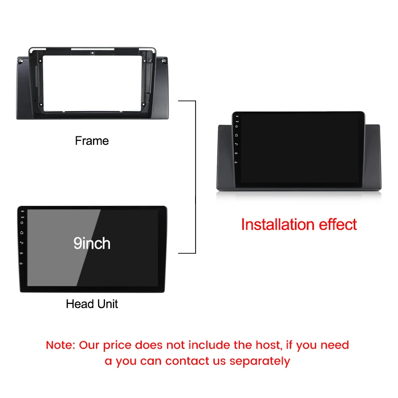 Car Multimedia Accessories For BMW E39 E53 X5 1995-2003 9inch Android Car Radio Fascia Adapter Headunit Frame Harness Panel Kit