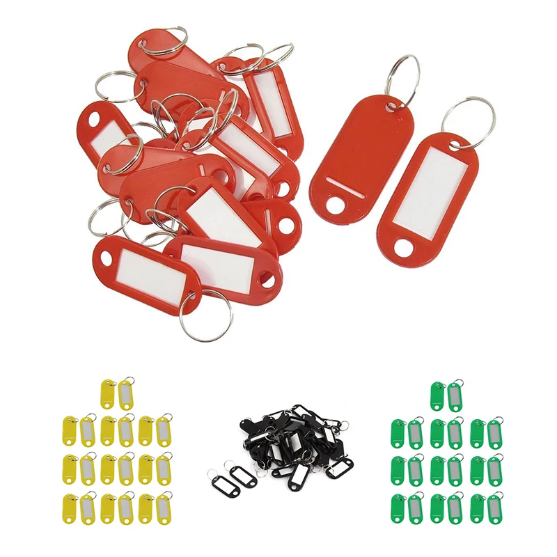 

20 Pcs Assorted Key ID Label Tags Split Ring Keyring Keychain Promotion