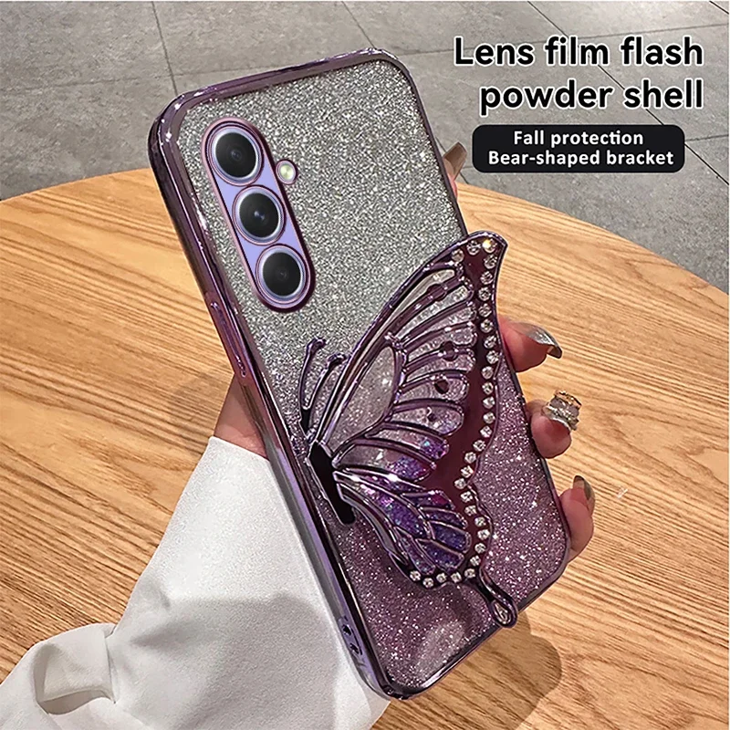 Glitter Butterfly 3D Liquid Sand Phone Holder Case