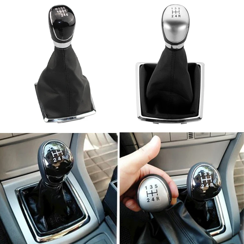 

5/6 Speed Car Gear Head Shift Knob Leather Gaiter Boot Gear Lever Knob Cover Shifter For Ford Focus 2 MK2 Fiesta Kuga 2008-2012