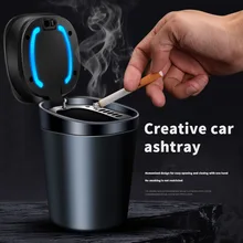 

Car Ashtray Car with Lid Multifunctional Car Ashtray Automatic with Light Personalized Creative Car Interior Supplies Universal