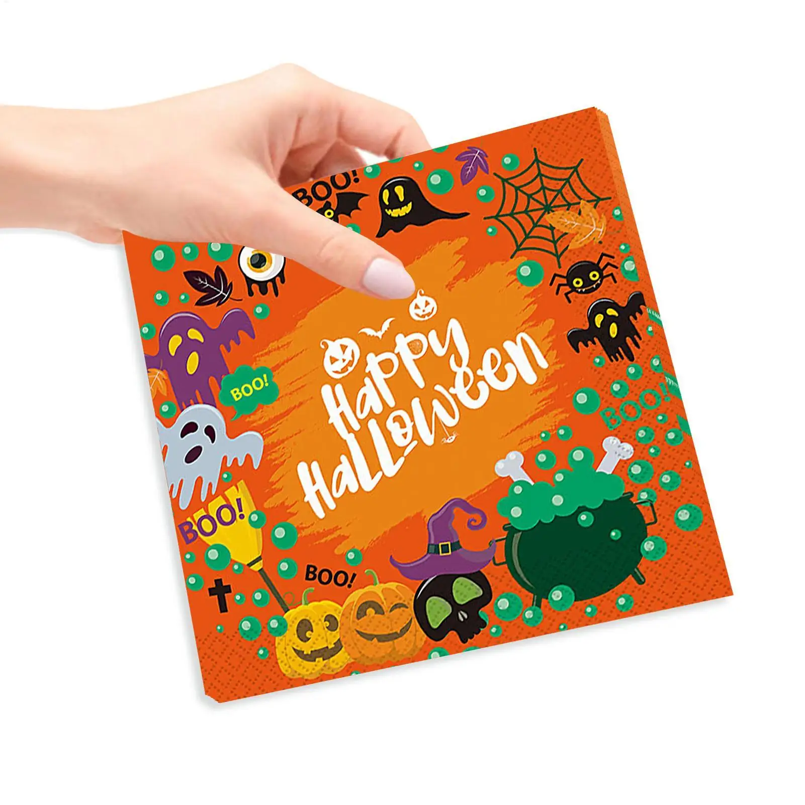 20 sheets Decorative Paper Napkins Halloween Multi-Purpose Ghost And Skull Napkins Eco-Friendly Bat Pumpkin For Cookies Cupcakes