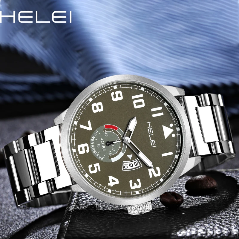 HELEI2024 Watch Men's Watches Luxury Waterproof Brand Watches Stainless Steel Round Clock Men's Quartz Watches Gift For Men