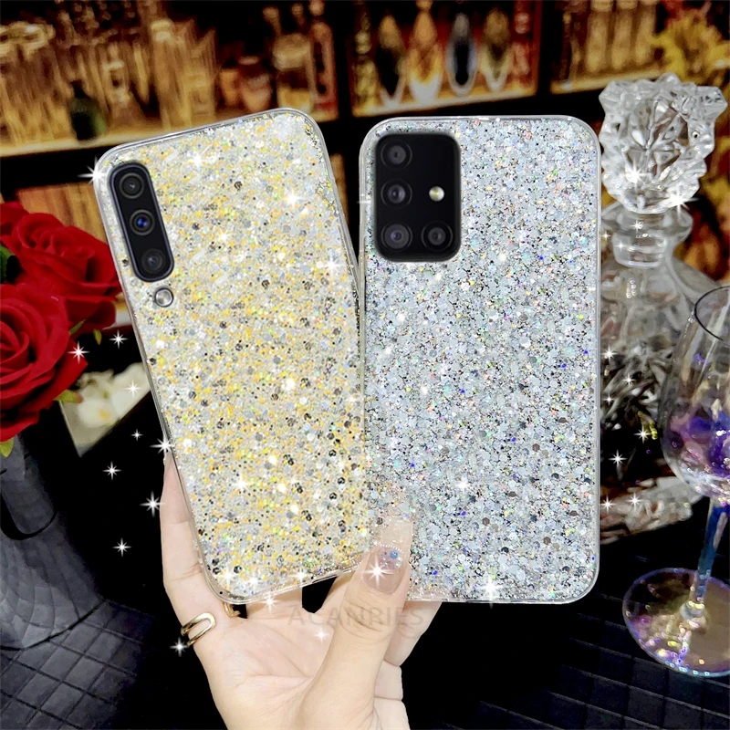 A 50 70 30 51 71 Star Glitter Silicone Case For Samsung Galaxy A50 A70 A7 2018 A20 A30 A21s A30s A50s A51 A71 4g Soft Back Cover_voghion.com