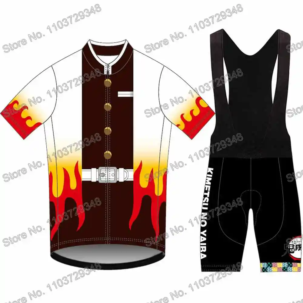 Demon Slayer Cycling Jersey Men's Set Summer Cycling Clothing Road Bike Shirt Short Sleeve MTB Women Bicycle Bib Shorts