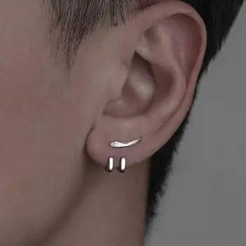 925 Silver Needle Korean Fashion Silver Color Stud Earrings For Men Women Jewelry 2025 Trending New Hiphop Earrings Pendientes